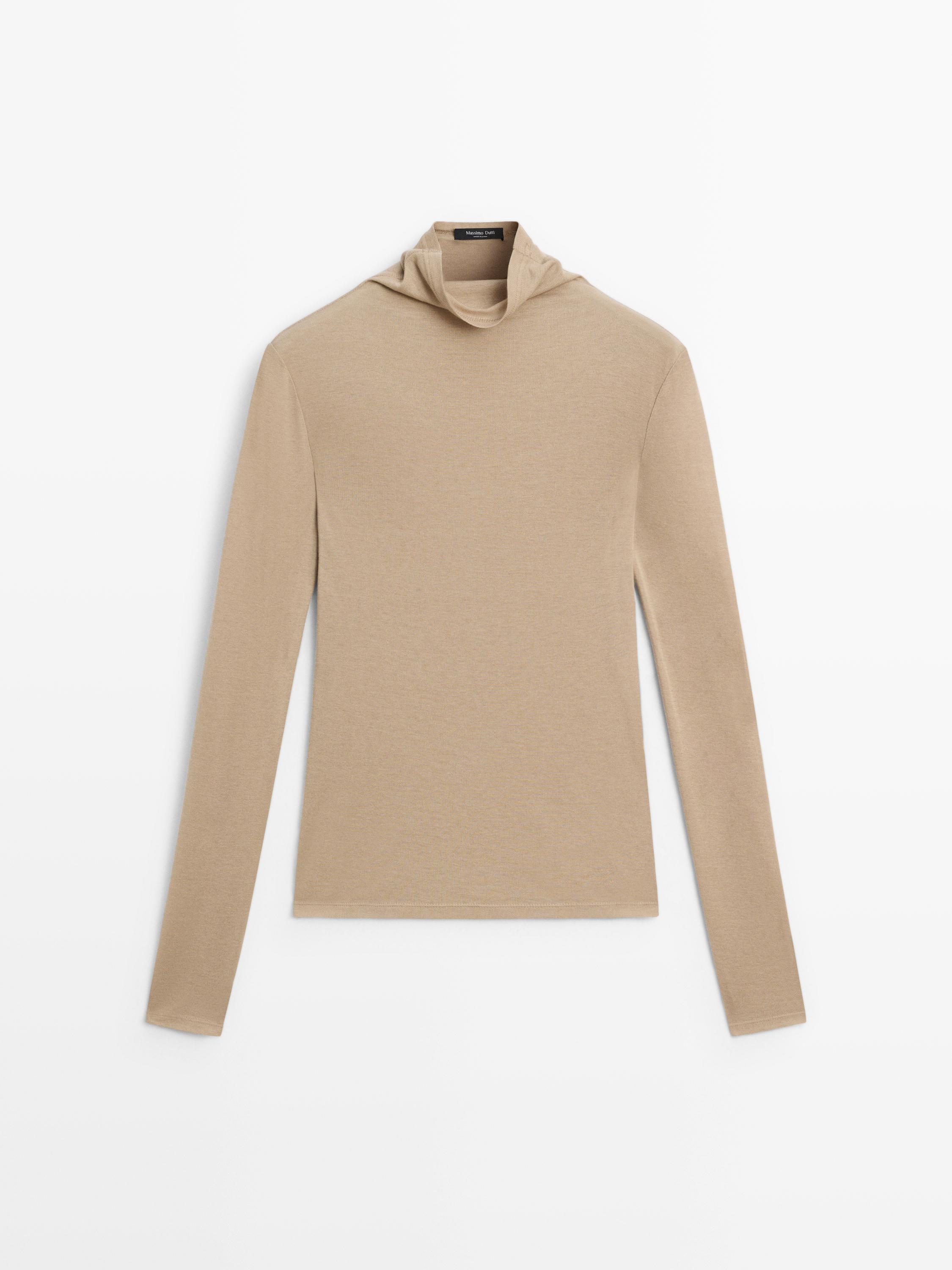 T-shirt manches longues en lyocell et laine